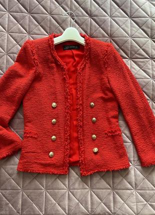 Zara піджак жакет твідовий