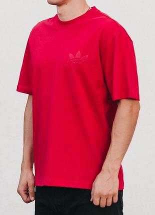 Мужская футболка хлопковая  adidas x gucci 100% cotton / адидас гуччи красная летняя одежда6 фото