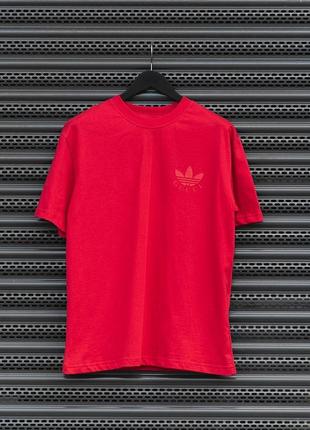 Мужская футболка хлопковая  adidas x gucci 100% cotton / адидас гуччи красная летняя одежда3 фото