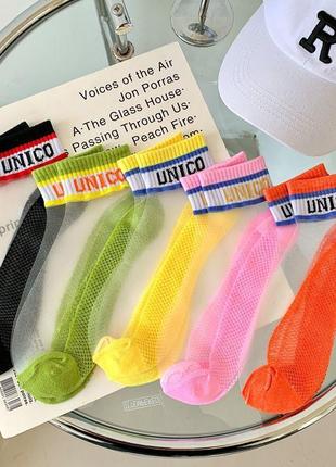 Стильні шкарпетки unico, набір жіночих шкарпеток 5 пар, набір прозорих шкарпеток, шкарпетки літні вкорочені
