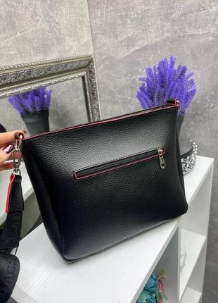 Натуральная замша. черная с красным краем - lady bags - элегантная, стильная и удобная сумка (0491-1)9 фото
