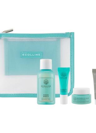 Набор ежедневного ухода для кожи лица с медом манука и маслом марулы ecolline travel kit