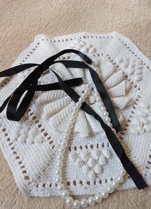 Колье, чокер белое ожерелье с черной лентой