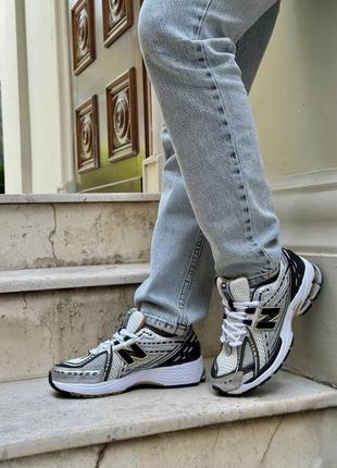 Жіночі кросівки в стилі new balance 1906r нью беленс / демісезонні / весняні, літні, осінні / шкіра, текстиль / білі, чорні, золотисті