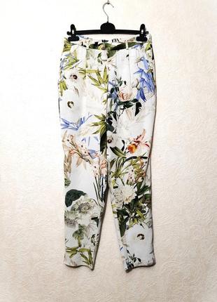Zara woman відмінні штани літні світлі білі/зелені/червоні/бежеві/блакитні жіночі 46 м віскоза