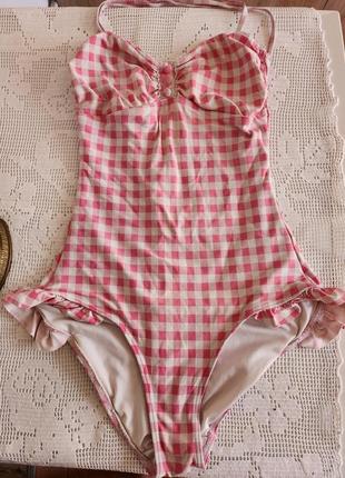 Купальник клетчатый с рюшами в ретро стиле барби винтаж винтажный barbie