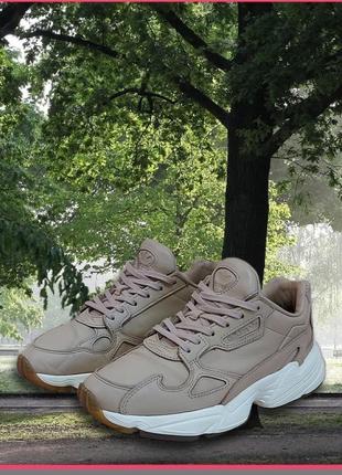 Классные бежевые кожанные кроссовки. adidas falcon. размер 36