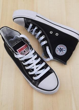 Текстильні кеди кросівки чорного кольору з написом у стилі converse2 фото
