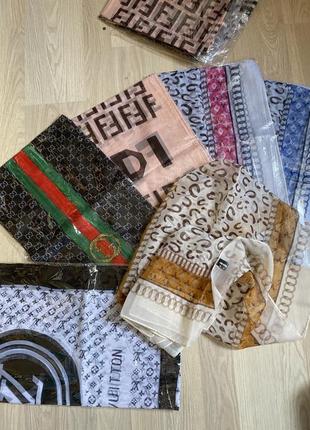 Шарф літній шифоновий тигровий чорний коричневий бежевий шарф