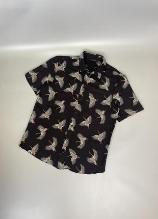 Черная тенниска primark с принтом, примарк, гавайская пляжная рубашка, шведка, летняя
