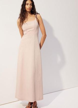 Длинное платье из смеси льна и вискозы от h&m 1238807001