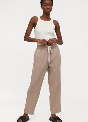 Натуральные брюки штаны джоггеры с эластичной талией от h&m