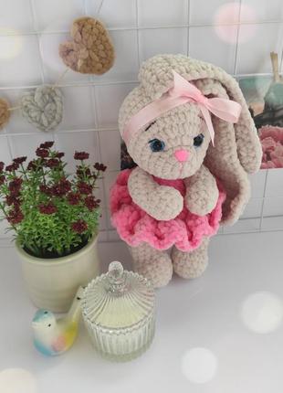 Вязаный зайчонок ручной работы, милый плюшевый зайчонок