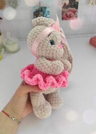 Вязаный зайчонок ручной работы, милый плюшевый зайчонок