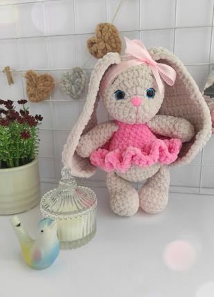 Вязаный зайчонок ручной работы, милый плюшевый зайчонок