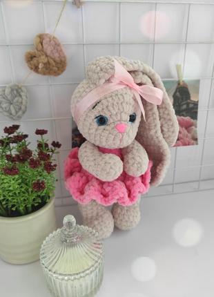 Вязаный зайчонок ручной работы, милый плюшевый зайчонок