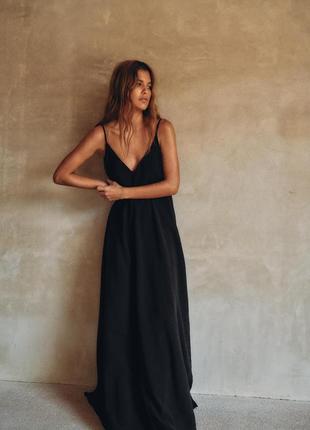 Объемное черная струящееся платье zara new