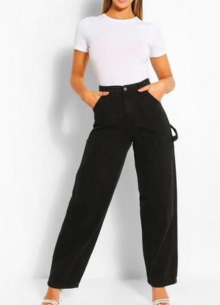 Вільні жіночі джинси чорного кольору з високою талією boohoo1 фото