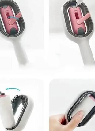 Щетка для вычесывания шерсти домашних животных 4 в 1 pet cleaning comb с массажем и чисткой вещей pi3 фото