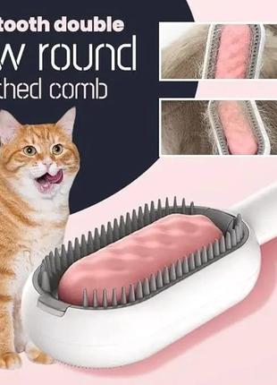 Щетка для вычесывания шерсти домашних животных 4 в 1 pet cleaning comb с массажем и чисткой вещей pi6 фото
