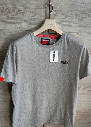 Чоловіча бавовняна модна вінтажна футболка superdry в сірому кольорі розмір xxl