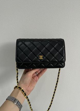 Сумка  chanel classic wallet on chain black/gold (арт: 99365)