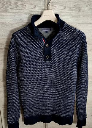 Мужской брендовые хлопковый плотный  джемпер  tommy hilfiger в черном цвете размер l