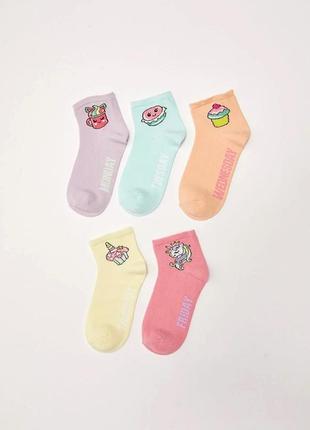 5-6 років 27-29 р нові фірмові дитячі короткі шкарпетки набір комплект 5 пар lc waikiki вайкіки