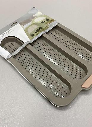 Форма перфорована силіконова для випікання хліба та багетів 34,2*23,4*2 см sns mm-1192 бежева