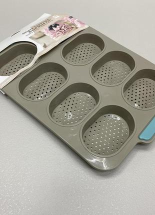 Форма перфорированная силиконовая для выпечки булочек 35*23,5*2,5 см sns mm-1190/1224 бежевая