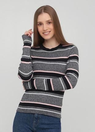 Графитовый джемпер h&m в рубчик, кофта, серый, в полоску, полосатый