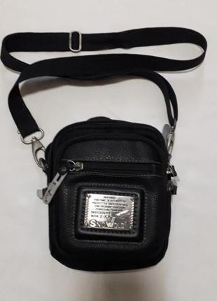 Чорна чоловіча барсетка, сумка через плече.