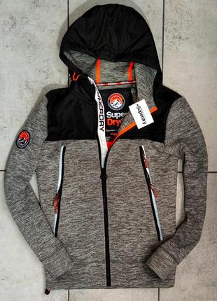 Женская хлопковая брендовая кофта толстовка superdry в черном цвете размер s