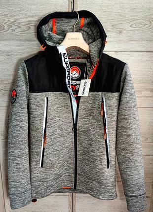 Женская хлопковая брендовая кофта толстовка superdry в черном цвете размер s