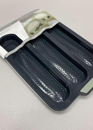 Форма перфорована силіконова для випікання хліба та багетів 34,2*23,4*2 см sns mm-1192 чорна