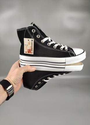 Кроссовки женские подростковые converse all star hi black