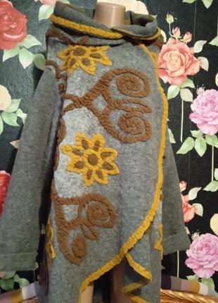 Український образ вовняний кептар з рукавами,сардак, вовняний жакет пальто принтований...