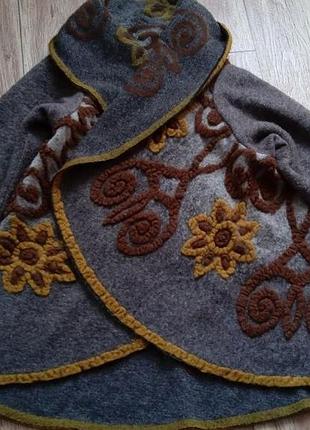 Український образ вовняний кептар з рукавами,сардак, вовняний жакет пальто принтований...