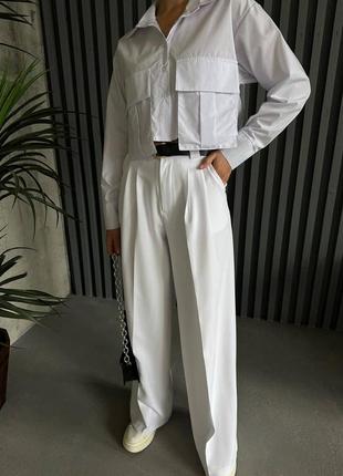 Трендовые женские брюки оверсайз палаццо с строчками с высокой посадкой брюки костюмные