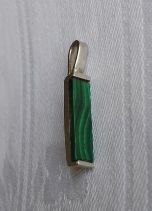 Серебряный кулон подвеска малахит винтаж