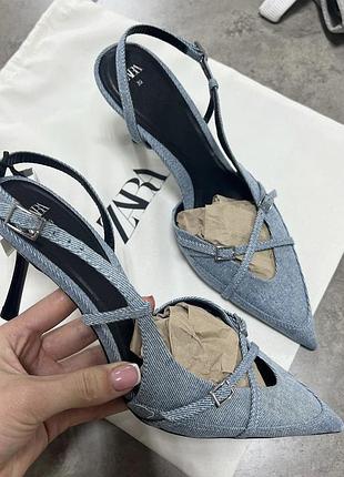 Слингбеки босоножки джинсовые zara 37,38,39
