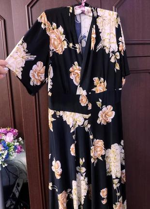 Платье летнее батал с цветами, 👗 платье большой размер5 фото