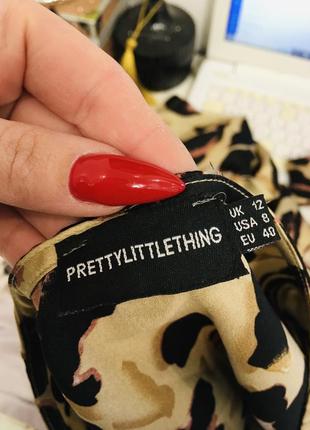 Сексуальное сатиновое платье леопард с соблазнительно открытой ножкой prettylittlething л8 фото