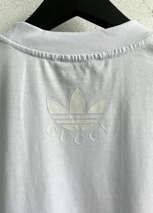 Чоловіча футболка бавовняна adidas x gucci 100% cotton / адідас гуччі біла літній одяг8 фото