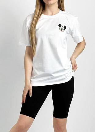 👕комплект з футболкою та велосипедками рубчик