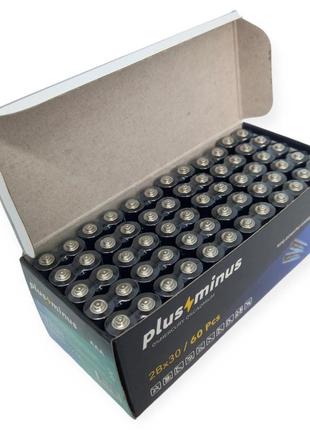 Батарейки пальчикові міні ааа r03 um сольові упаковка набір 60 штук plus minus zinc carbon2 фото