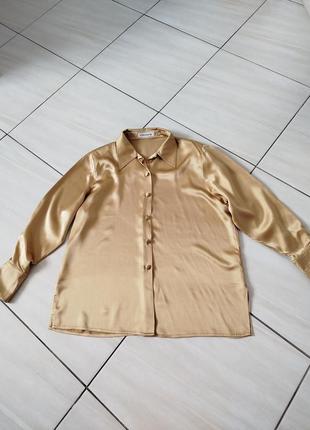 Шовкова блуза сорочка в кольорі золото1 фото
