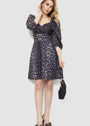 Женская леопардовое платье с рукавами фонарики