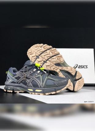 Мужские демисезонные кроссовки asics gel kahana 8 серые с салатовым2 фото