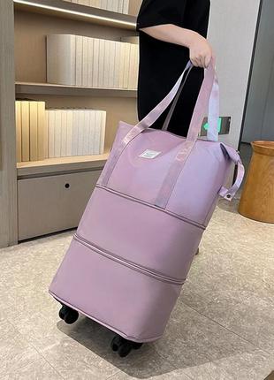 Дорожная сумка для путешествий для ручной клади на колесах (сиреневый)